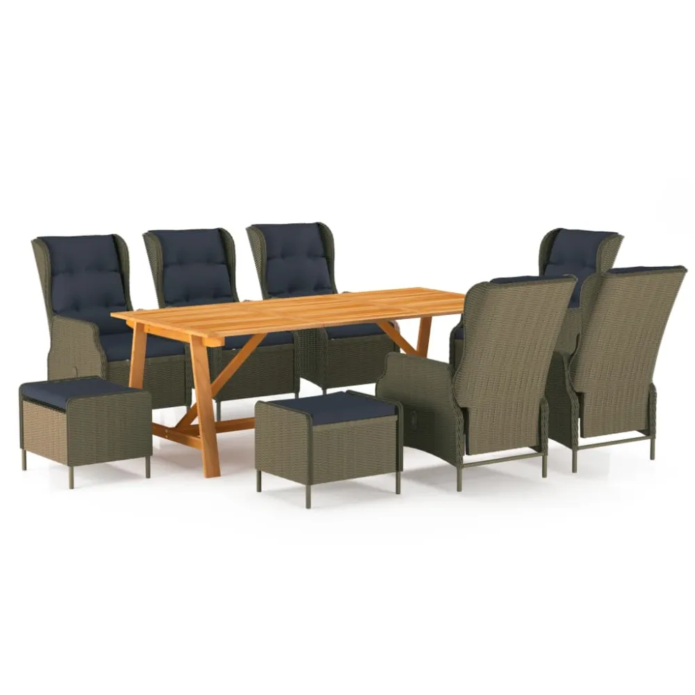 Conjunto de Jardín vidaXL juego de comedor de jardín 9 piezas marrón