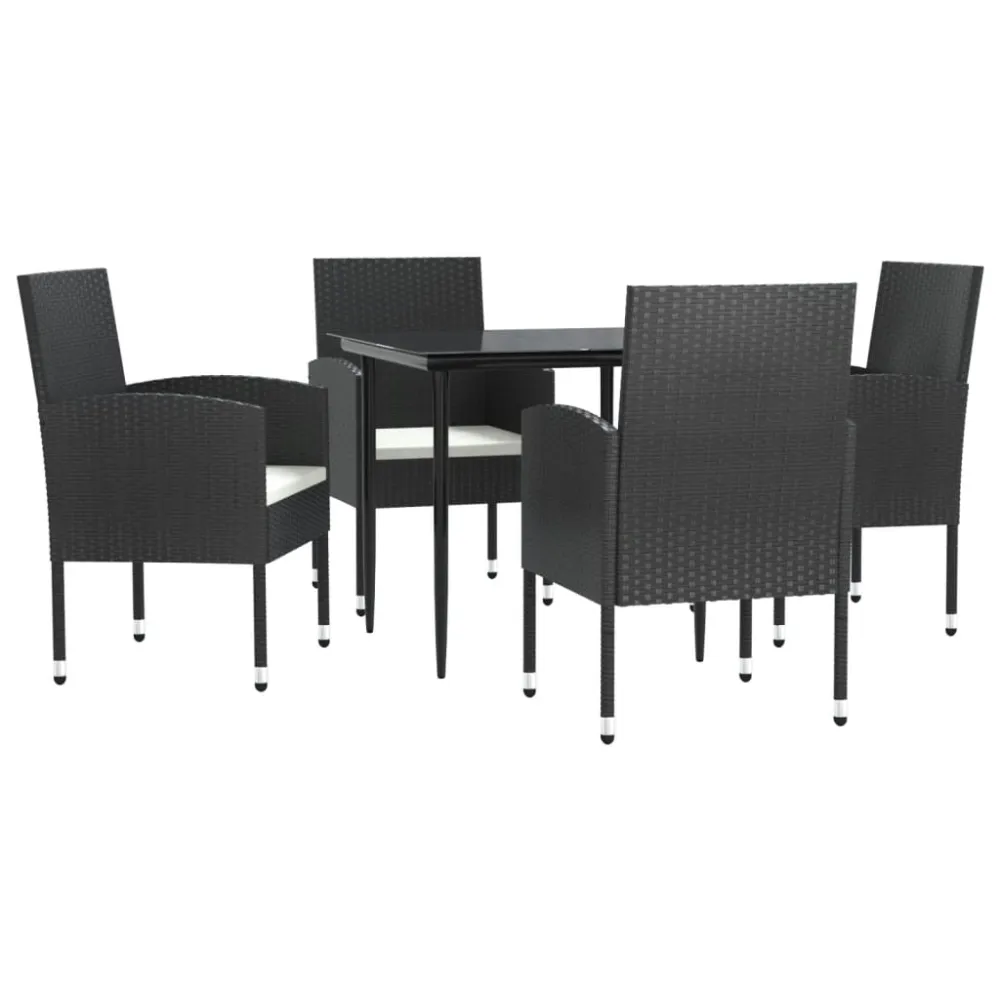 Conjunto de Jardín vidaXL juego de comedor de jardín 5 pzas ratán sintético y acero negro