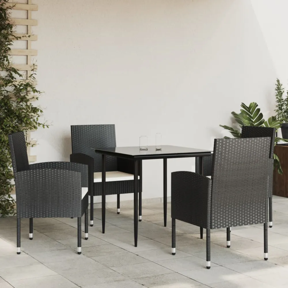 Conjunto de Jardín vidaXL juego de comedor de jardín 5 pzas ratán sintético y acero negro