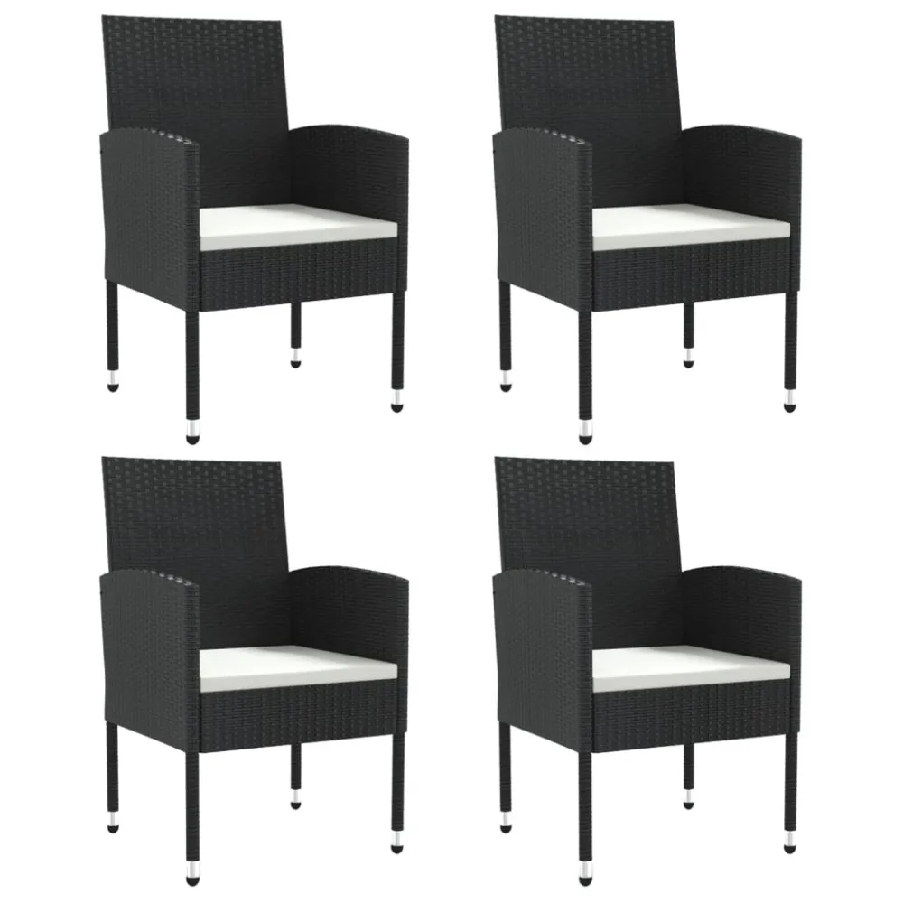 Conjunto de Jardín vidaXL juego de comedor de jardín 5 pzas ratán sintético y acero negro
