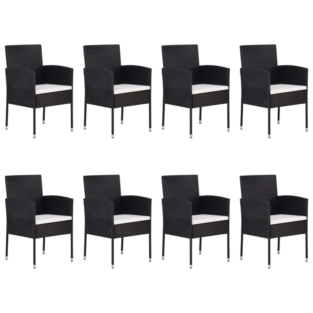 Conjunto de Jardín vidaXL juego de comedor para jardín 9 piezas ratán sintético negro