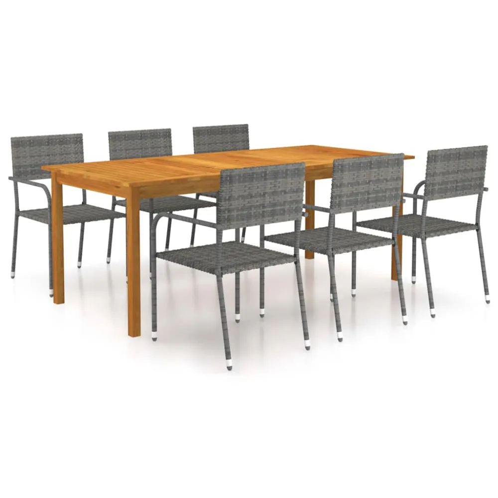 Conjunto de Jardín vidaXL juego de comedor para jardín de 7 piezas gris