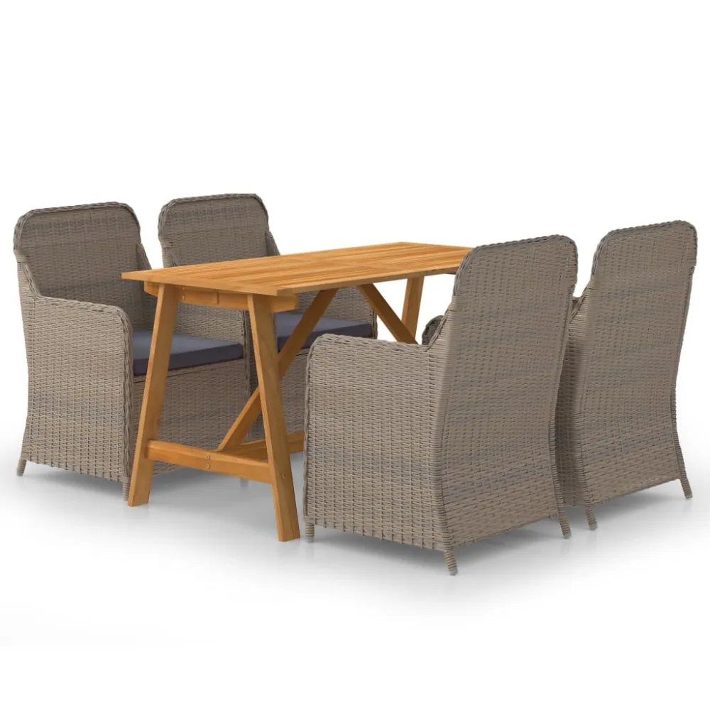 Conjunto de Jardín vidaXL juego de comedor para jardín 5 piezas marrón