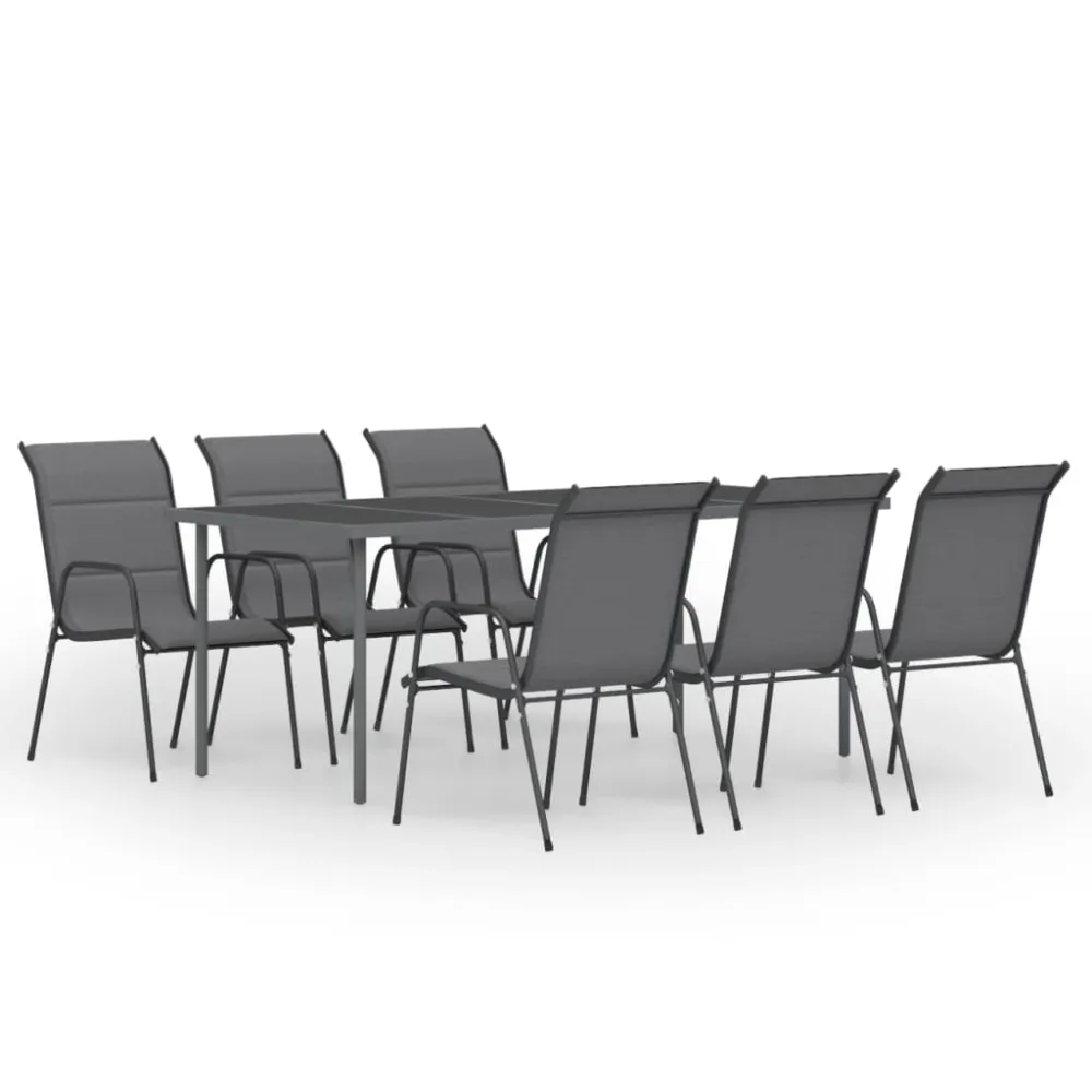 Conjunto de Jardín vidaXL juego de comedor para jardín 7 piezas acero gris antracita