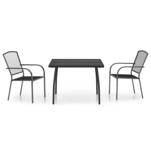 Conjunto Modular Juego de comedor de jardin 3 piezas acero gris antracita