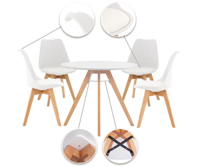 Conjunto Modular Juego de comedor Livik Madera Blanco 140X140X83 cm