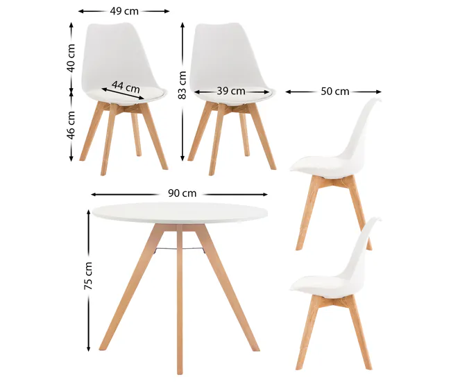 Conjunto Modular Juego de comedor Livik Madera Blanco 140X140X83 cm