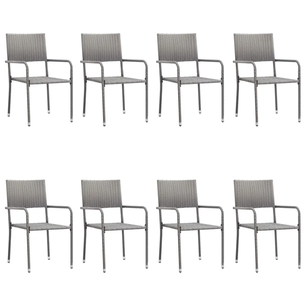 Conjunto Modular vidaXL juego de comedor jardín 9 pzas ratán sintético acero gris negro