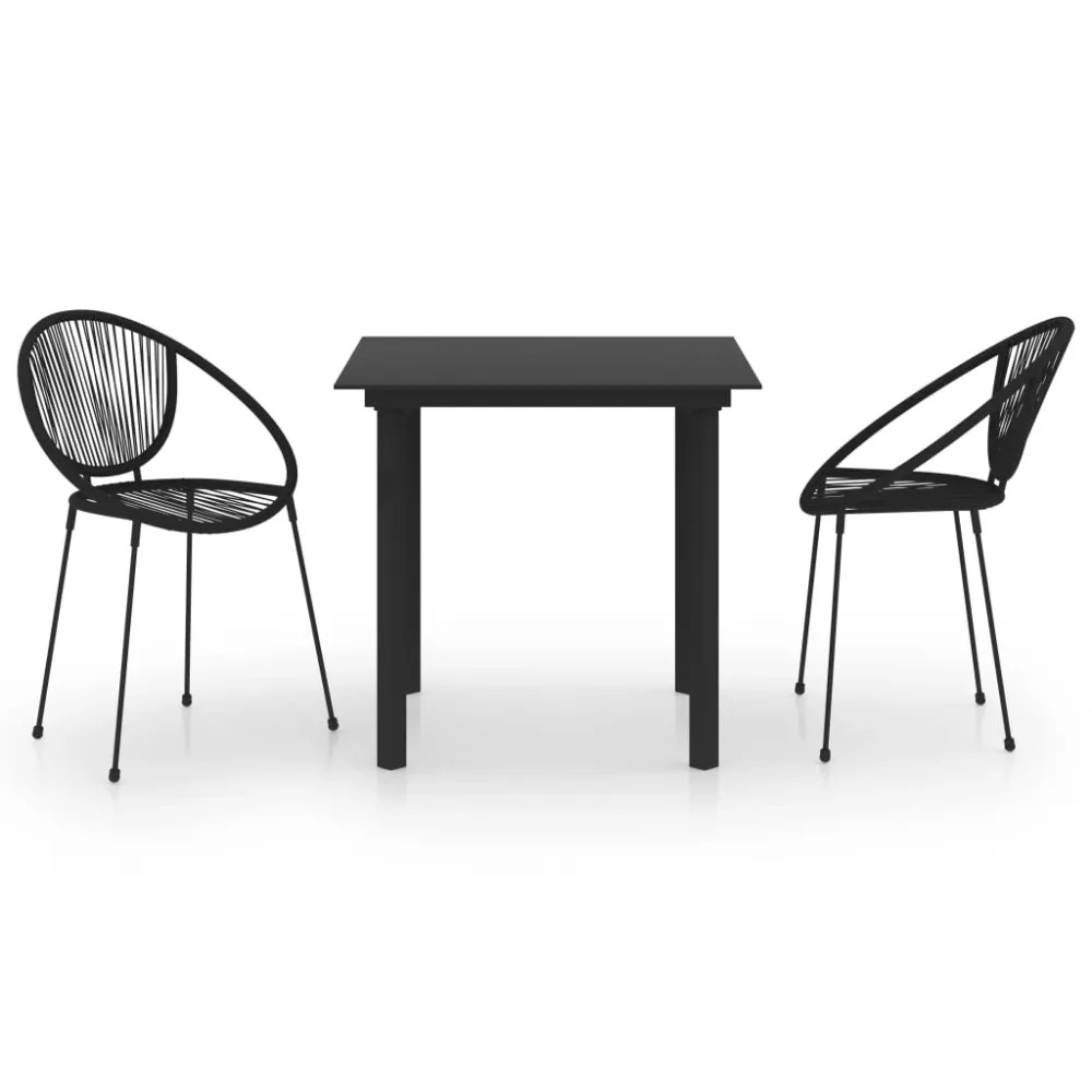 Conjunto Modular vidaXL juego de comedor jardín 3 piezas ratán PVC negro