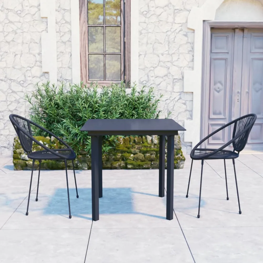 Conjunto Modular vidaXL juego de comedor jardín 3 piezas ratán PVC negro