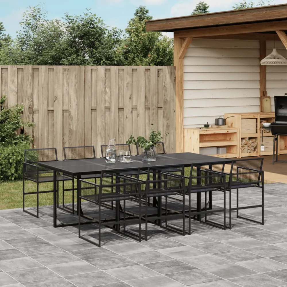 Conjunto Modular vidaXL juego de comedor de jardín 9 piezas ratán sintético negro