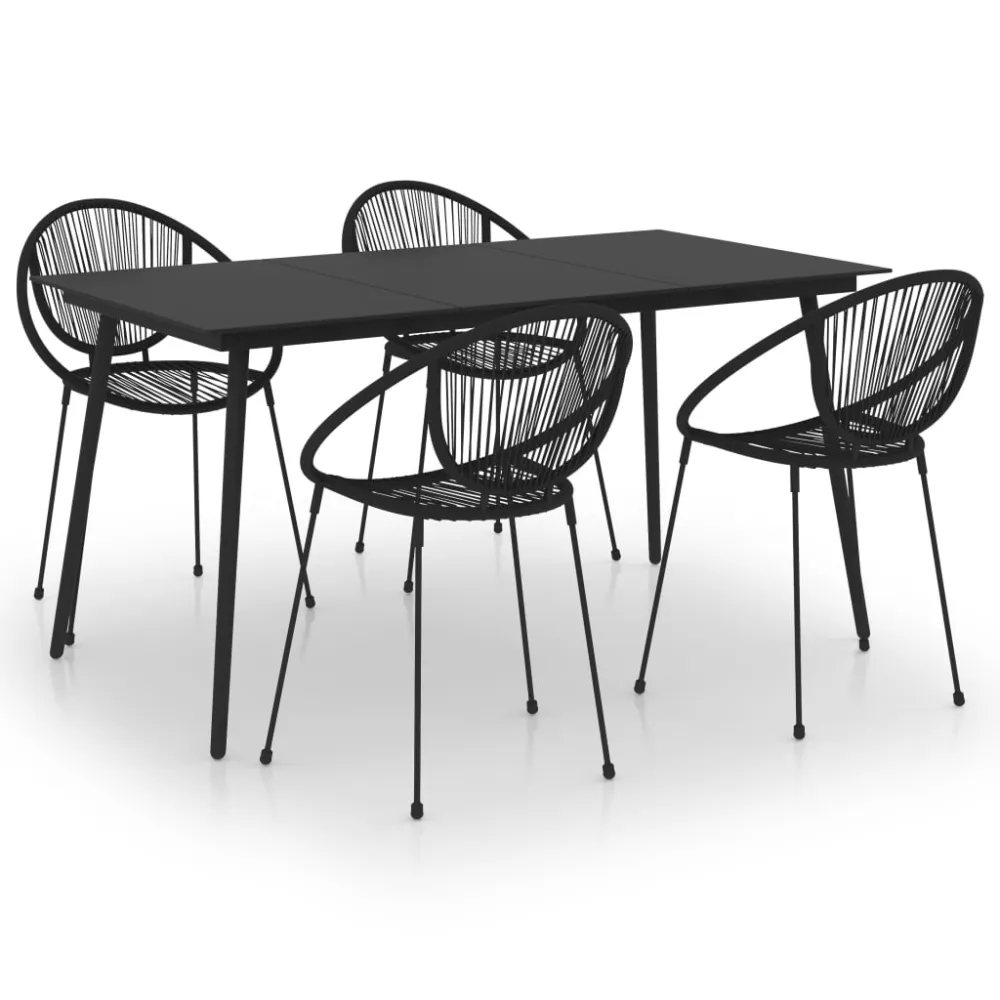 Conjunto Modular vidaXL juego de comedor de jardín 5 piezas ratán PVC negro