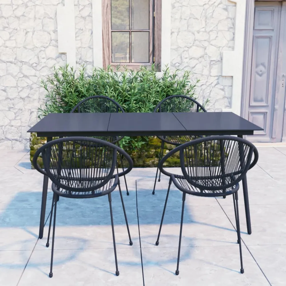 Conjunto Modular vidaXL juego de comedor de jardín 5 piezas ratán PVC negro