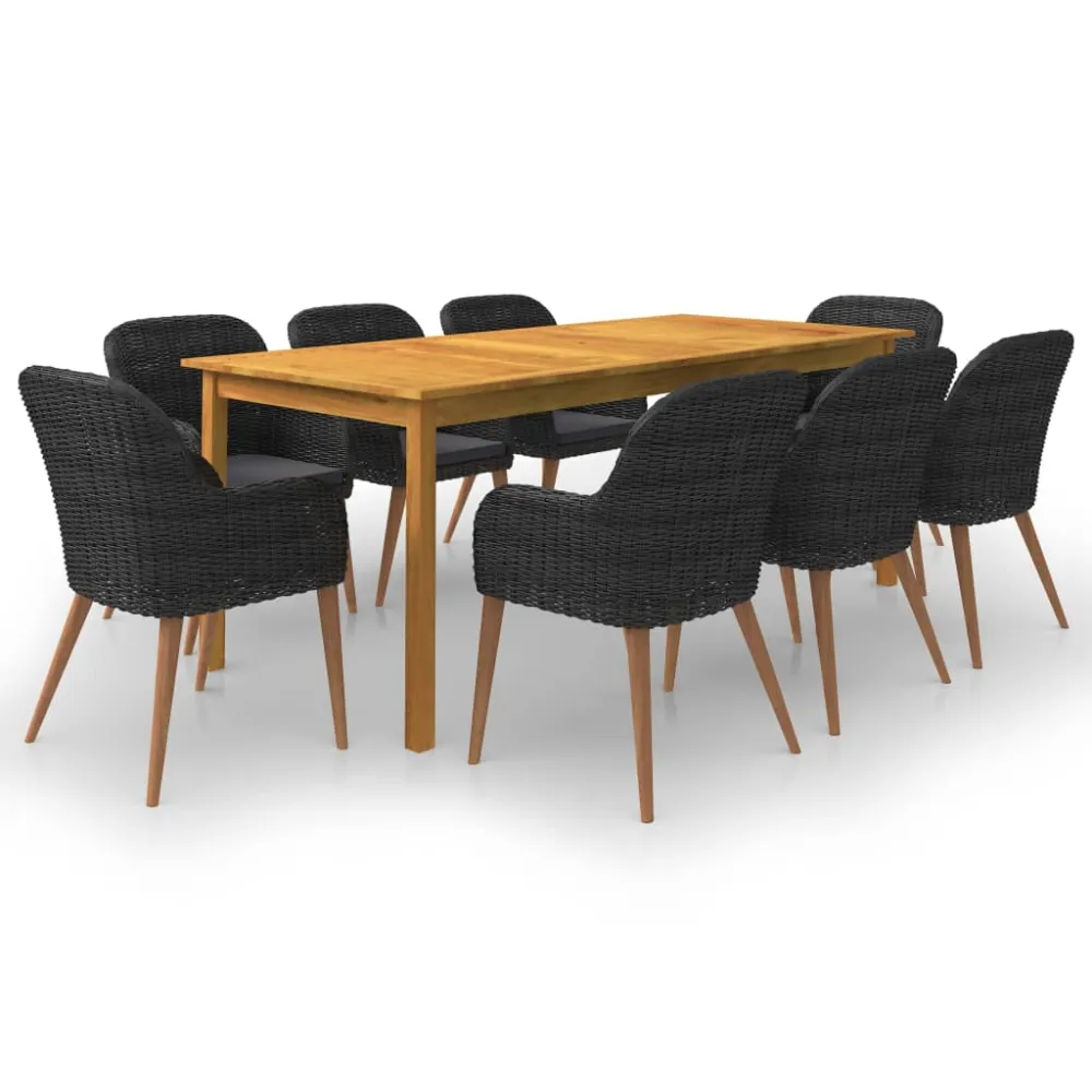 Conjunto Modular vidaXL juego de comedor de jardín de 9 piezas negro