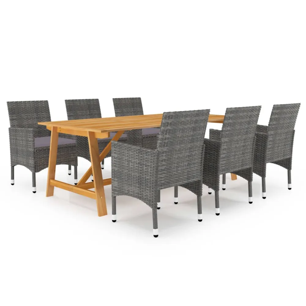Conjunto Modular vidaXL juego de comedor de jardín 7 piezas gris