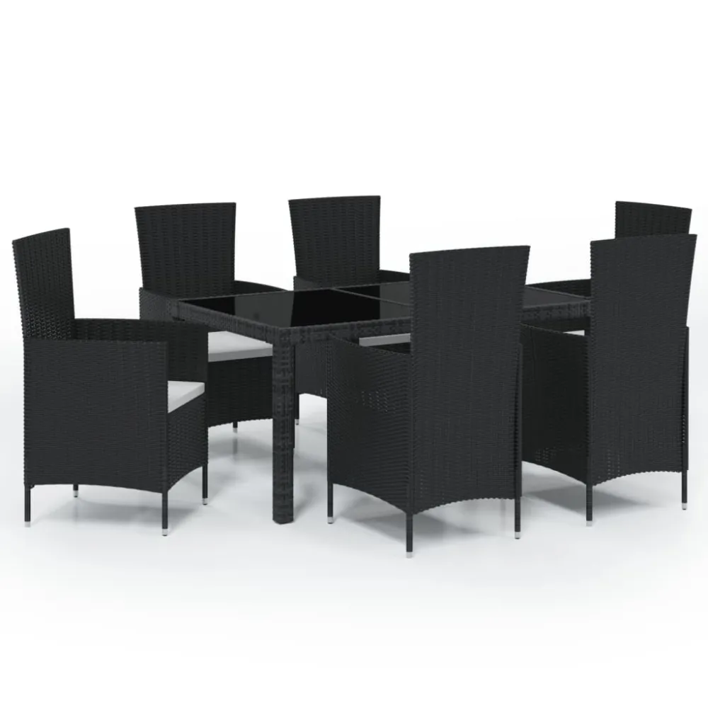 Conjunto Modular vidaXL juego de comedor de jardín 7 piezas ratán sintético negro