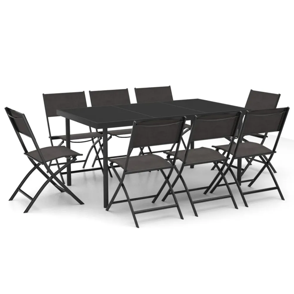 Conjunto Modular vidaXL juego de comedor para jardín 9 piezas acero