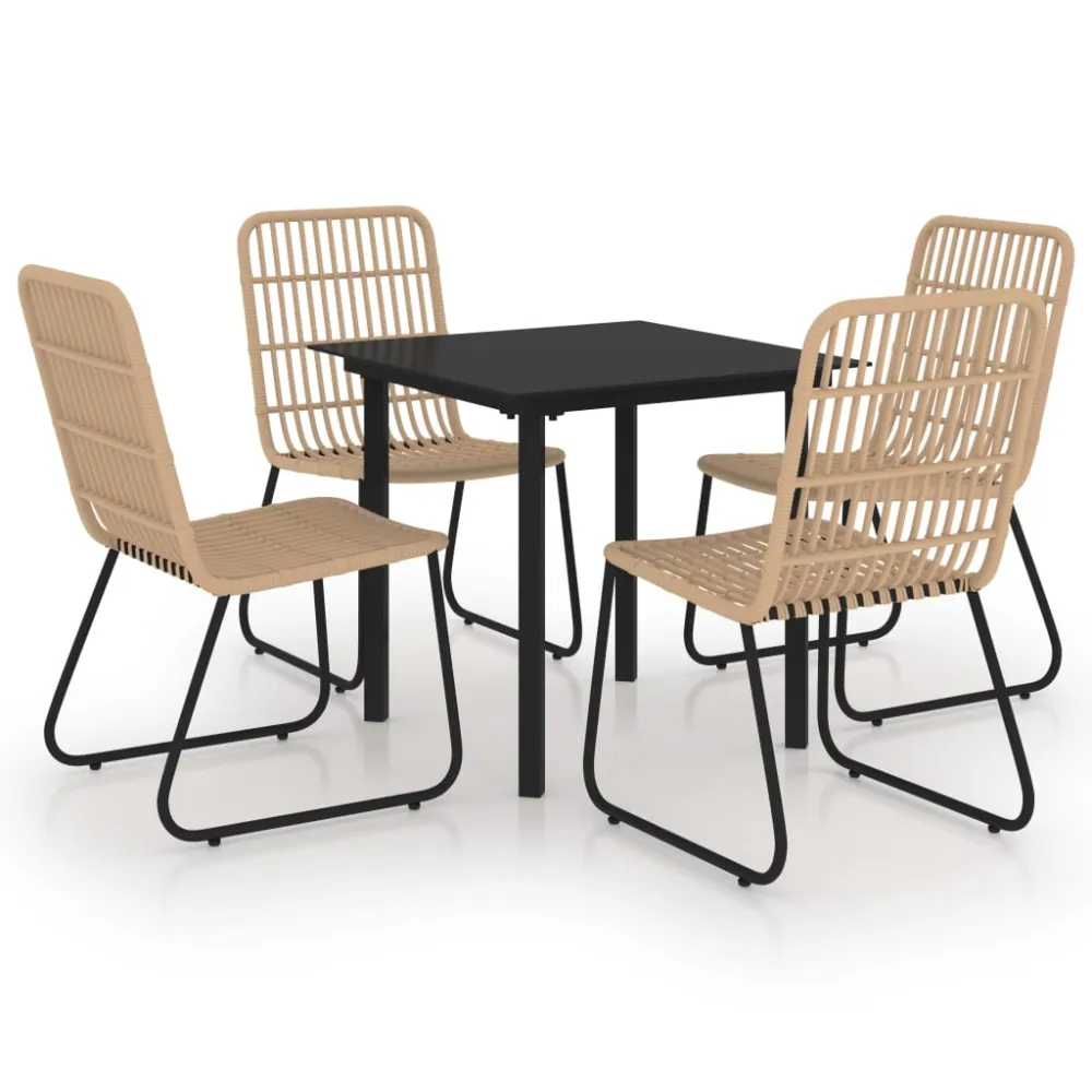 Conjunto Modular vidaXL juego de comedor para jardín 5 piezas ratán sintético y vidrio