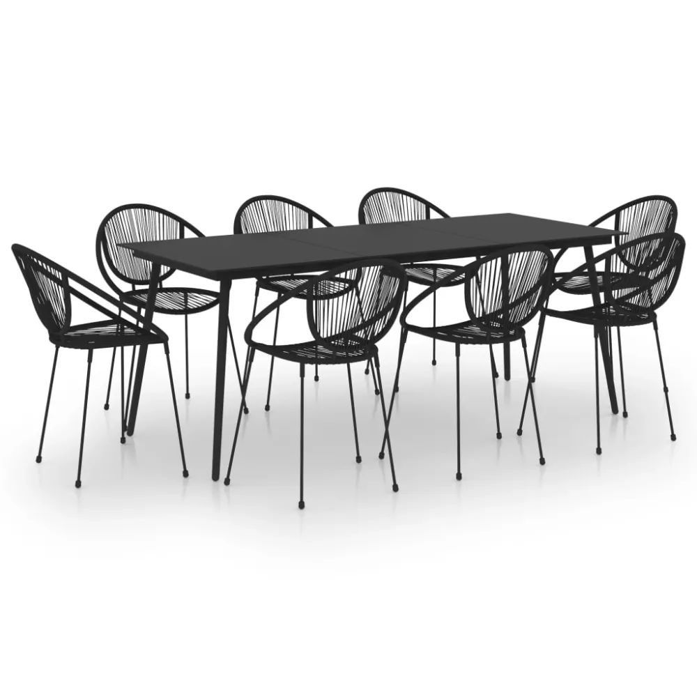 Conjunto Modular vidaXL juego de comedor para jardín 9 piezas ratán PVC negro