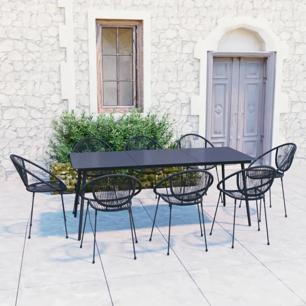 Conjunto Modular vidaXL juego de comedor para jardín 9 piezas ratán PVC negro