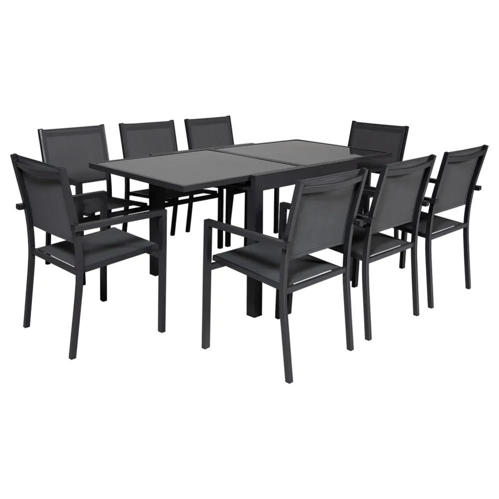 Conjunto de muebles de jardín de textileno gris de 8pl. Metallo liviano antracita