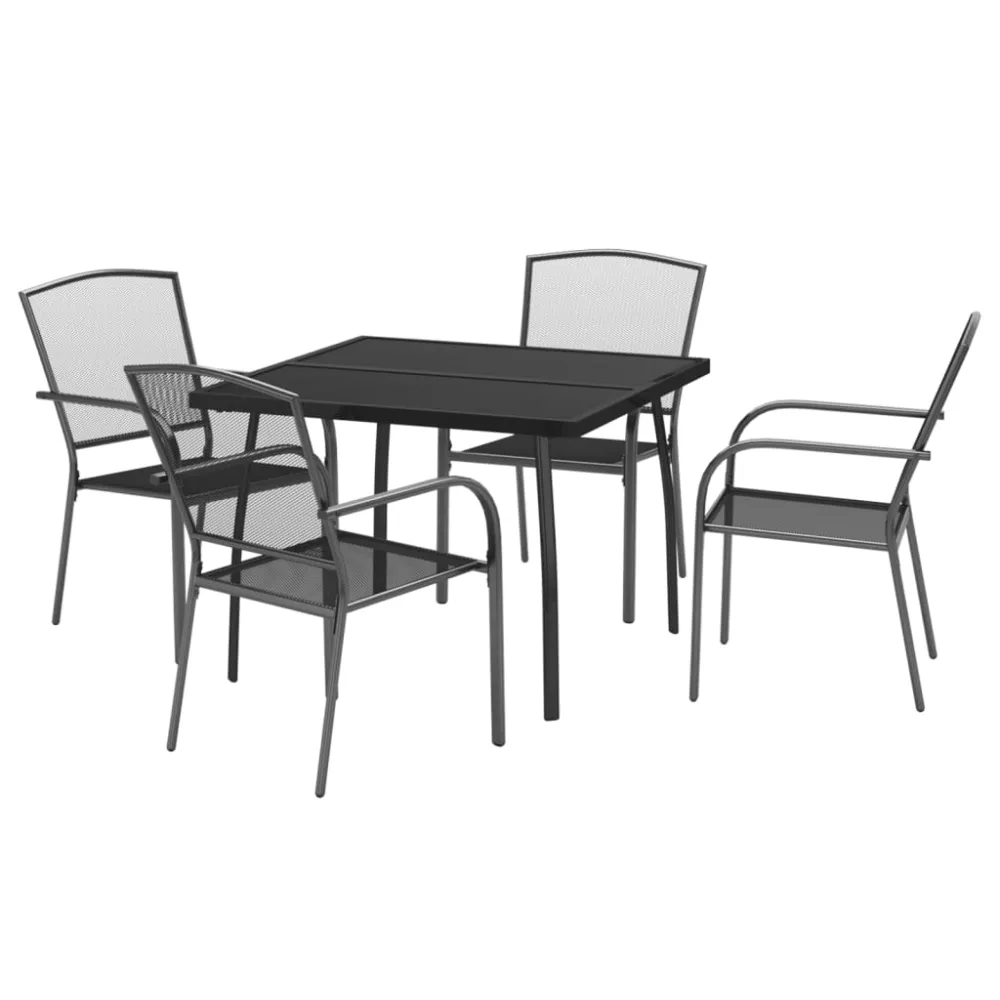 Conjunto Premium de vidaXL juego de comedor de jardín 5 piezas acero gris antracita