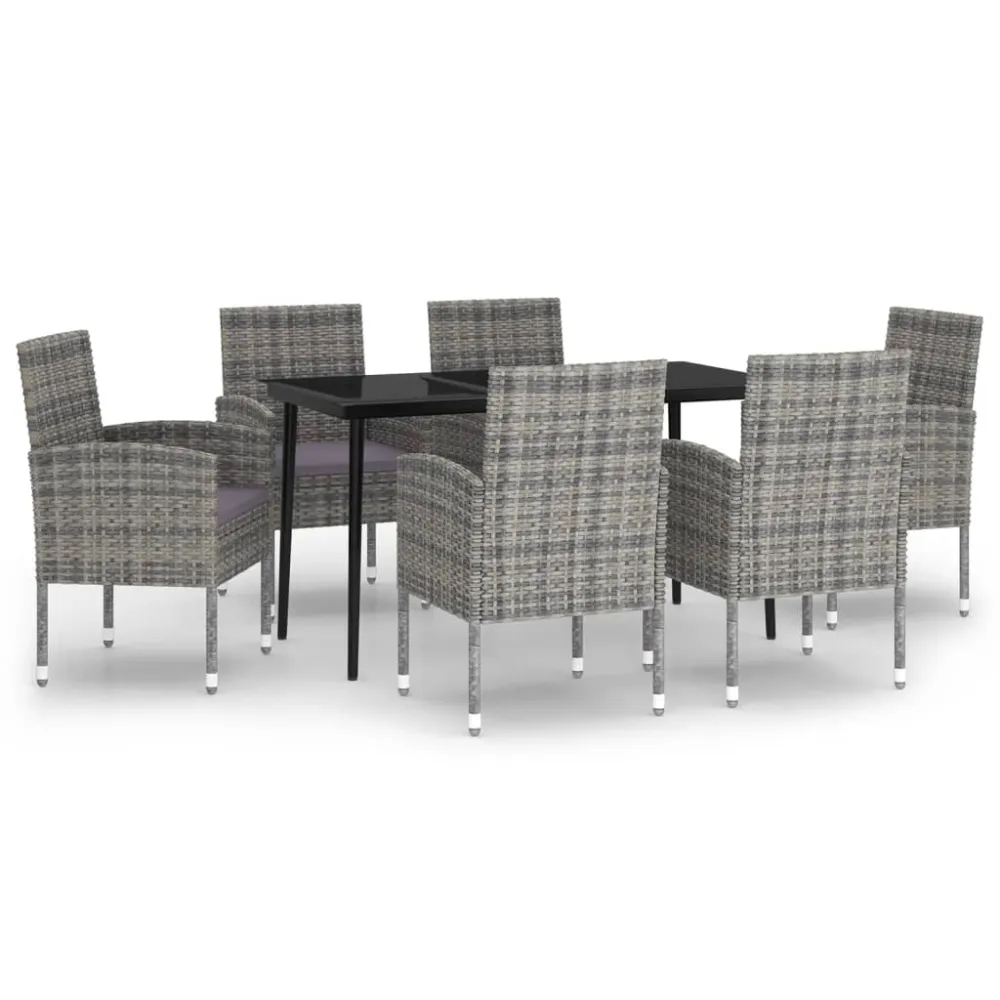 Conjunto Premium de vidaXL juego de comedor de jardín 7 piezas gris antracita