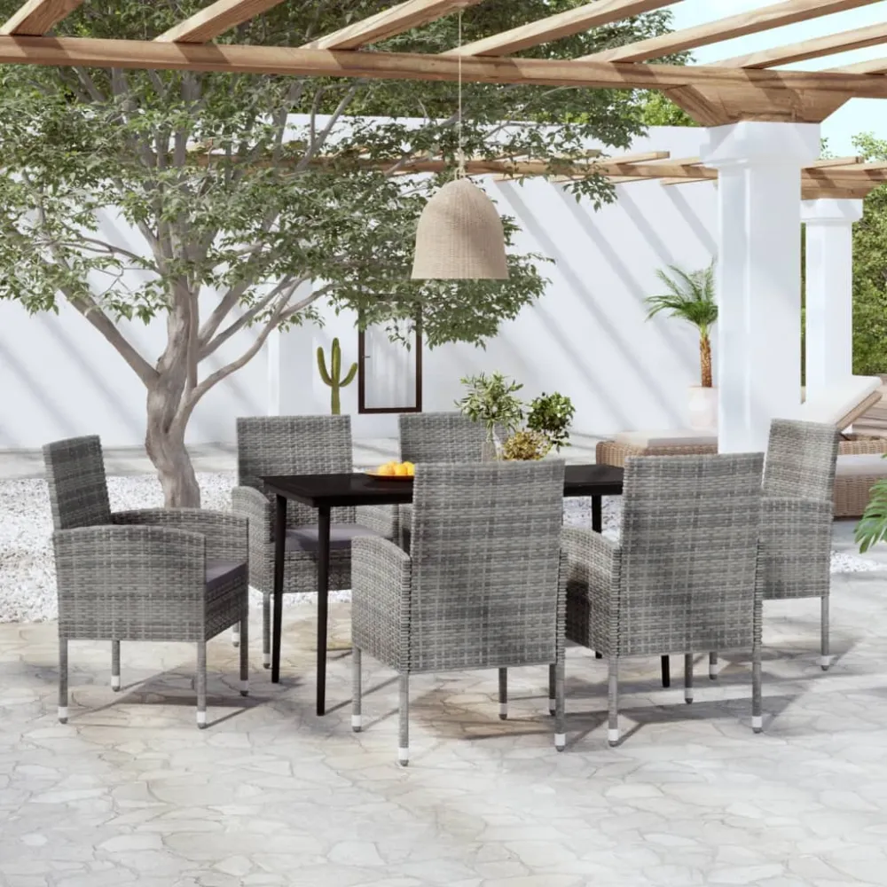 Conjunto Premium de vidaXL juego de comedor de jardín 7 piezas gris antracita