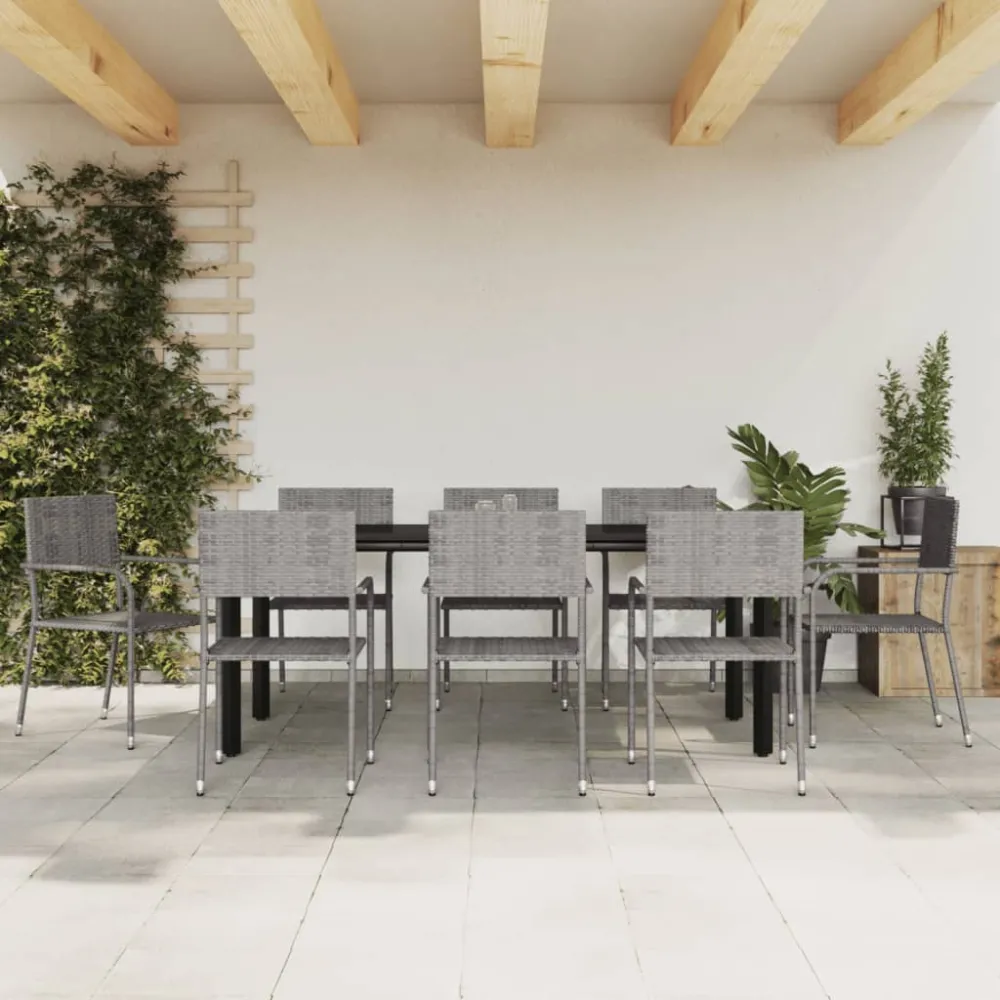 Conjunto Premium de vidaXL juego de comedor jardín 9 pzas ratán sintético acero gris negro