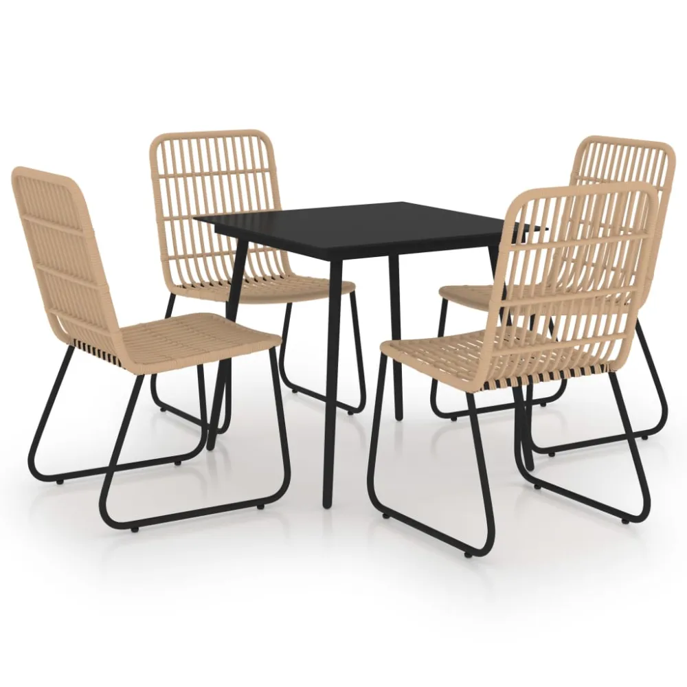 Conjunto Premium de vidaXL juego de comedor para jardín 5 piezas ratán sintético y vidrio