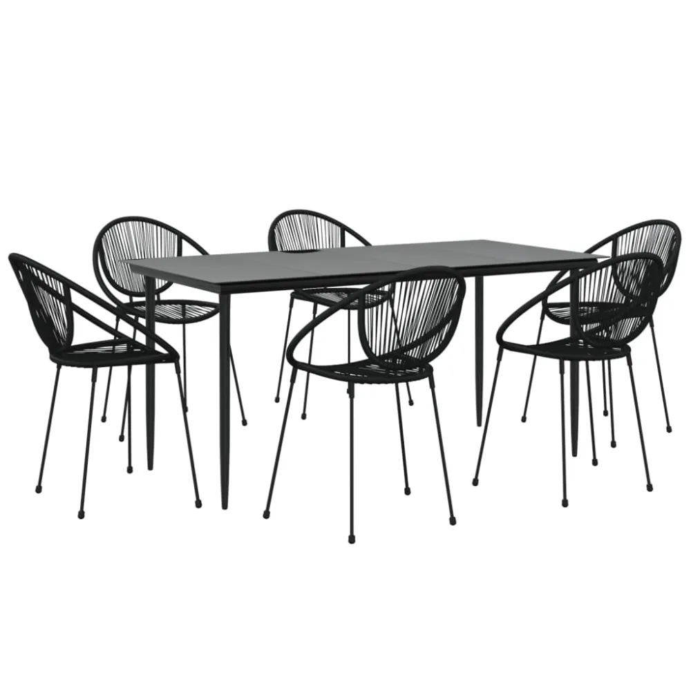 Conjunto Premium de vidaXL juego de comedor para jardín 7 piezas ratán PVC negro