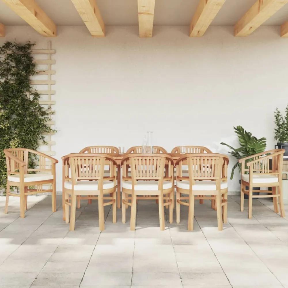 Conjunto Premium de vidaXL juego de comedor para jardín 9 piezas madera maciza de teca