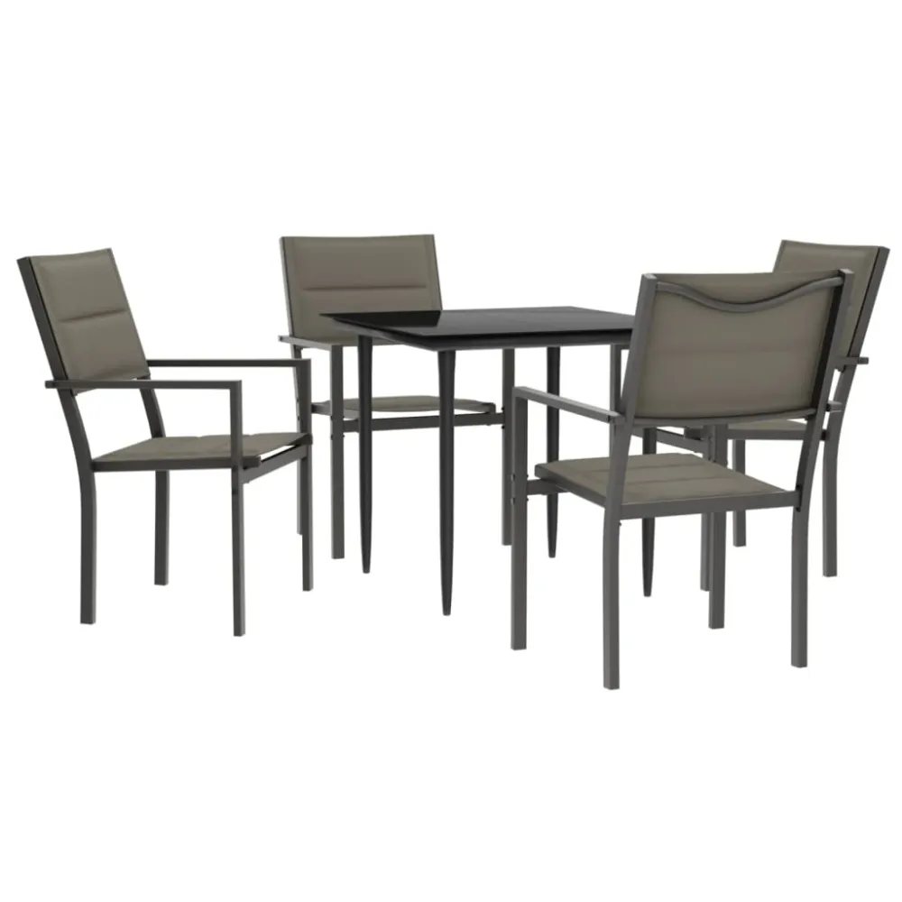 Conjunto Premium de vidaXL juego de comedor para jardín 5 piezas acero y textilene negro