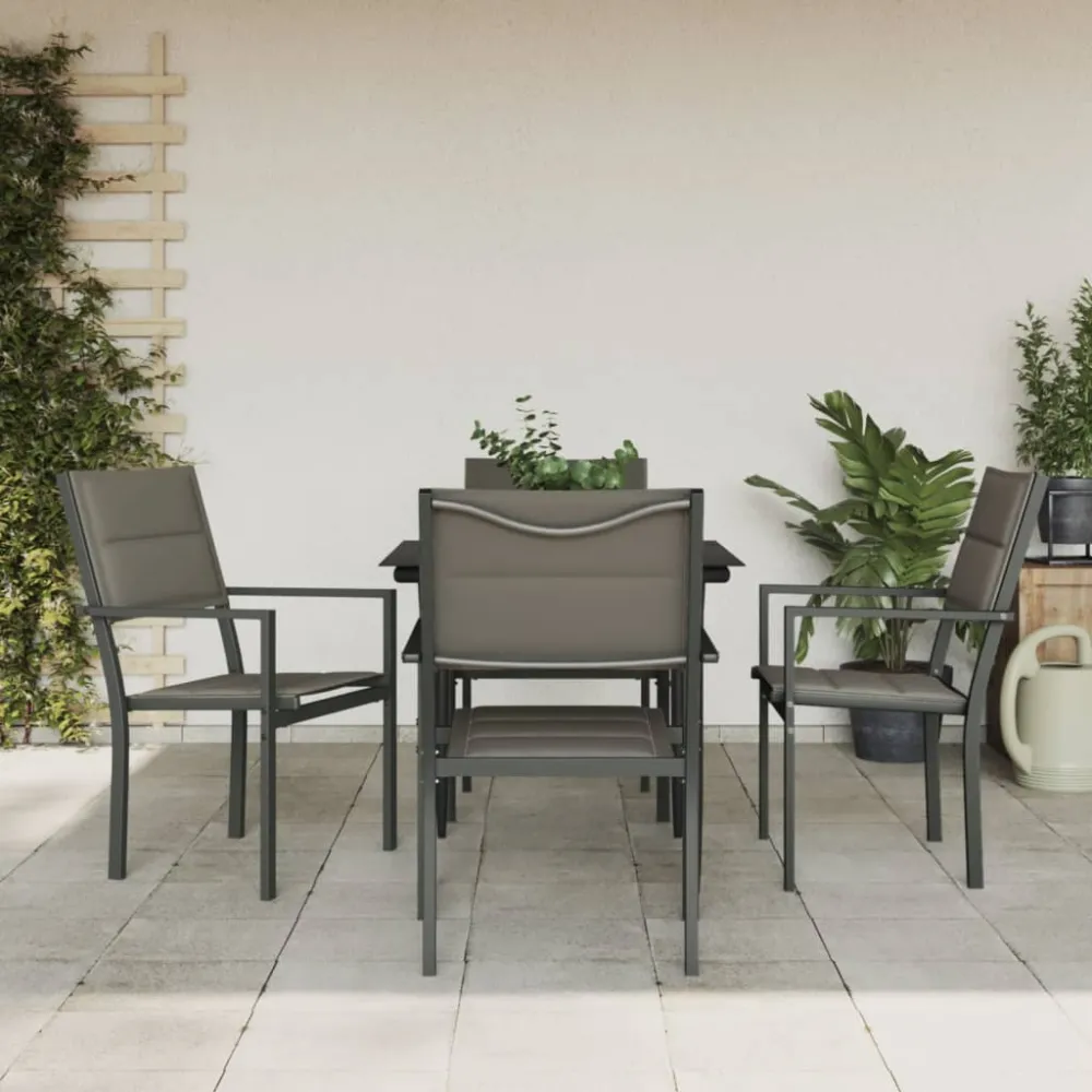 Conjunto Premium de vidaXL juego de comedor para jardín 5 piezas acero y textilene negro