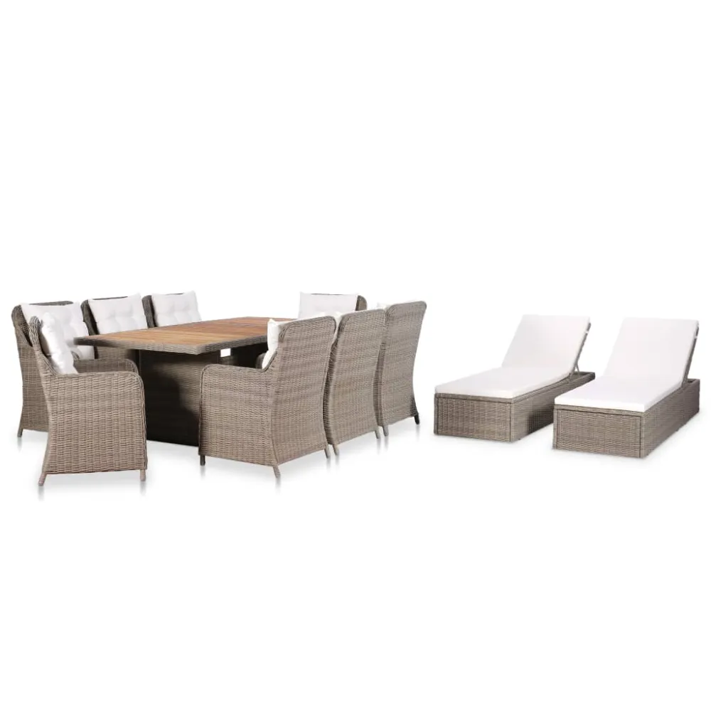 Conjunto Premium de vidaXL set de muebles de jardín 11 piezas ratán sintético