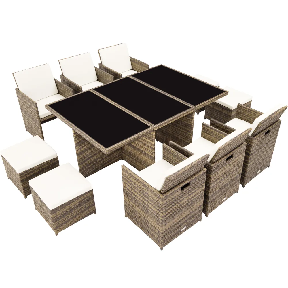 Conjunto de ratán sintético nueva york, marrón para Terraza y Piscina