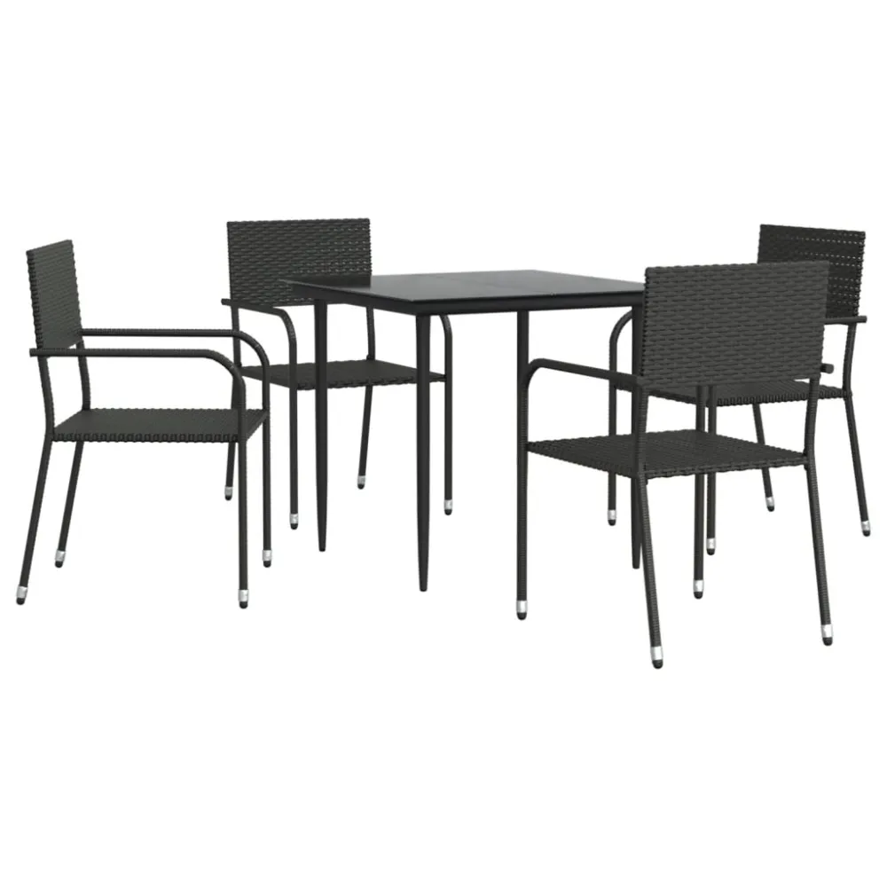 Conjunto de Ratán vidaXL juego de comedor de jardín 5 pzas ratán sintético y acero negro