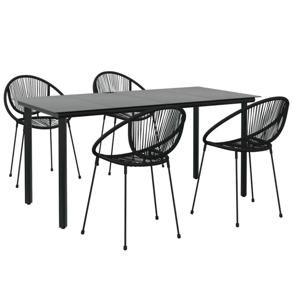 Conjunto de Ratán vidaXL juego de comedor de jardín 5 piezas ratán PVC negro