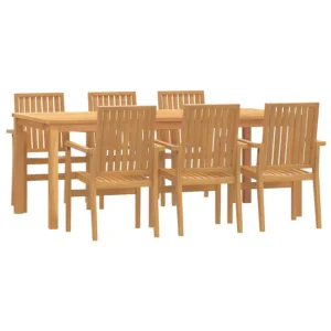 Juego de comedor de jardin 7 piezas madera maciza de teca longitud mesa 200 cm Material de Aluminio y Tela
