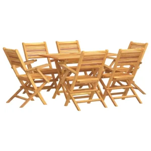 Juego de comedor de jardin 7 piezas madera maciza de teca para 8 Personas