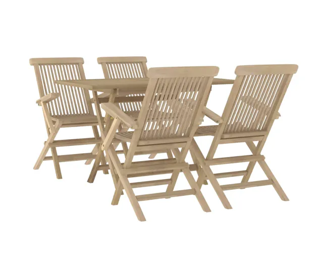 Juego de comedor de jardin 5 piezas madera maciza de teca con Cojines Prueba de Agua
