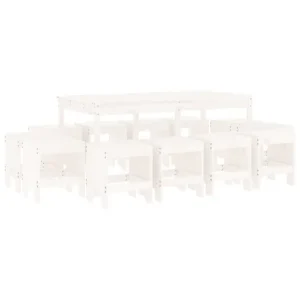 Juego de comedor de jardin 13 piezas madera maciza abeto Douglas con Cojines Prueba de Agua