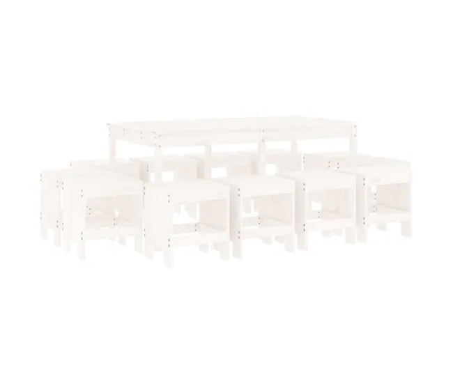 Juego de comedor de jardin 13 piezas madera maciza abeto Douglas con Cojines Prueba de Agua