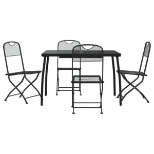 Juego de comedor de jardin 5 piezas malla metálica gris antracita en Color Café y Beige