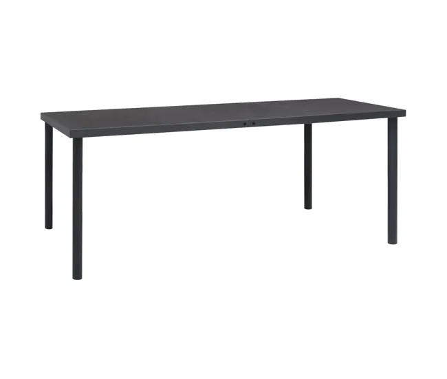 Juego de comedor para jardin 9 piezas acero y textilene negro - Incluye Mesa y Sillas