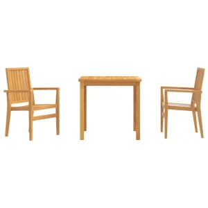 Juego de comedor para jardin 3 piezas madera maciza de teca para 8 Personas