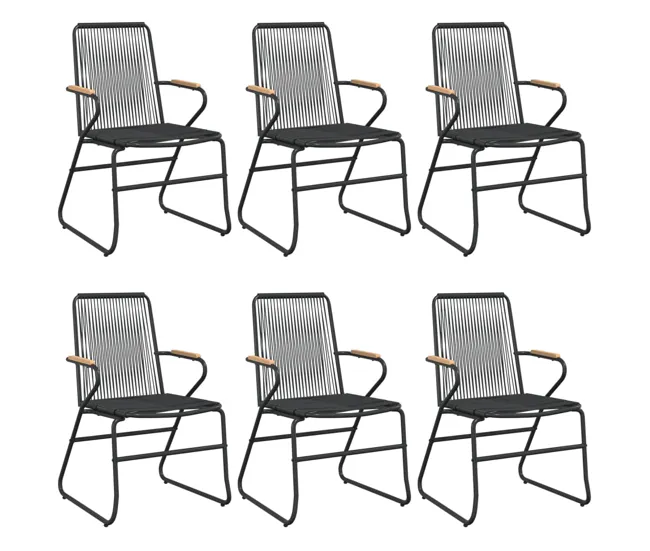 Juego de comedor para jardin 7 piezas ratán PVC negro en Color Café y Beige