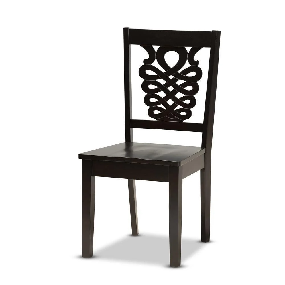 Juego de comedor de 5 piezas de madera con acabado marrón sombrío de transición moderno y contemporáneo de Salida