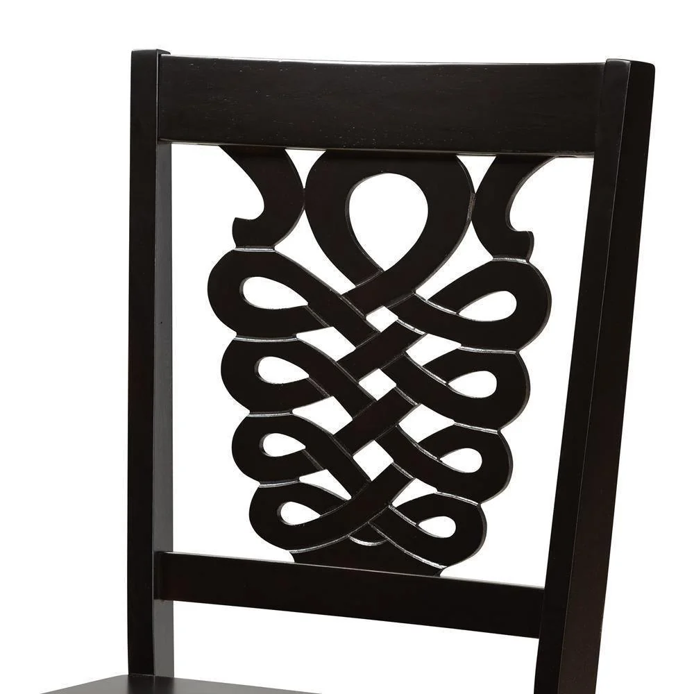 Juego de comedor de 5 piezas de madera con acabado marrón sombrío de transición moderno y contemporáneo de Salida