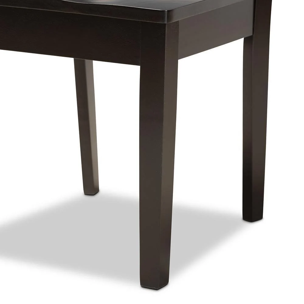 Juego de comedor de 5 piezas de madera con acabado marrón sombrío de transición moderno y contemporáneo de Salida